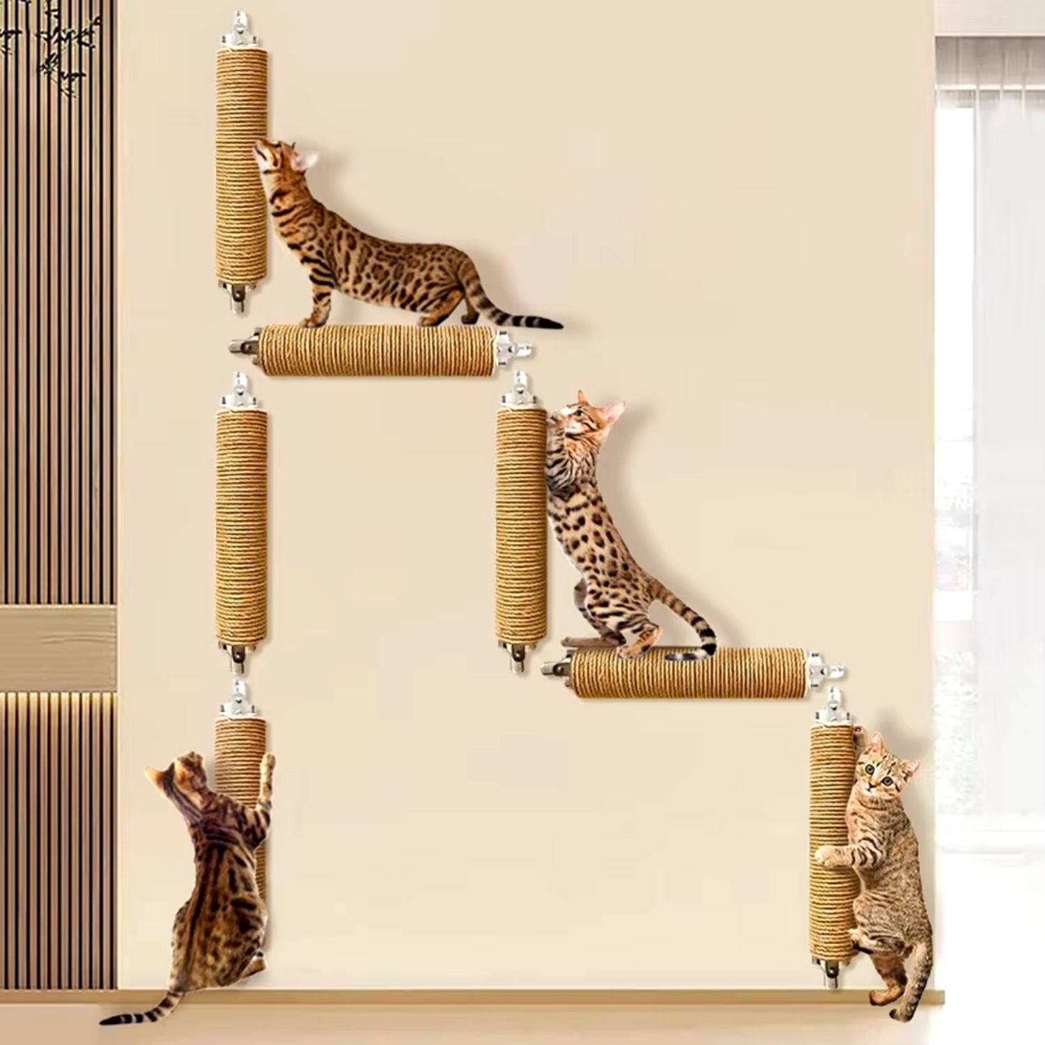 veelzijdige muurbevestigde krabpaal kattenklimwand met sisalvezel